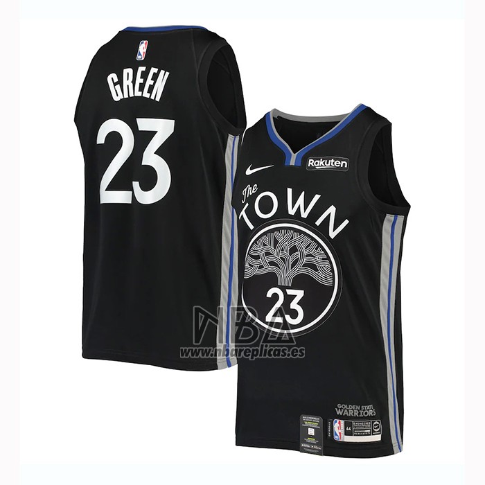 Camiseta Golden State Warriors Draymond Green NO 23 Ciudad 2019-20 Negro